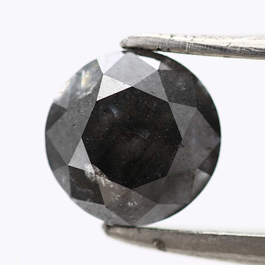 0.98 Carat Salt and Pepper Diamond Black Round Shape Brilliant Cut Natural Loose Diamond