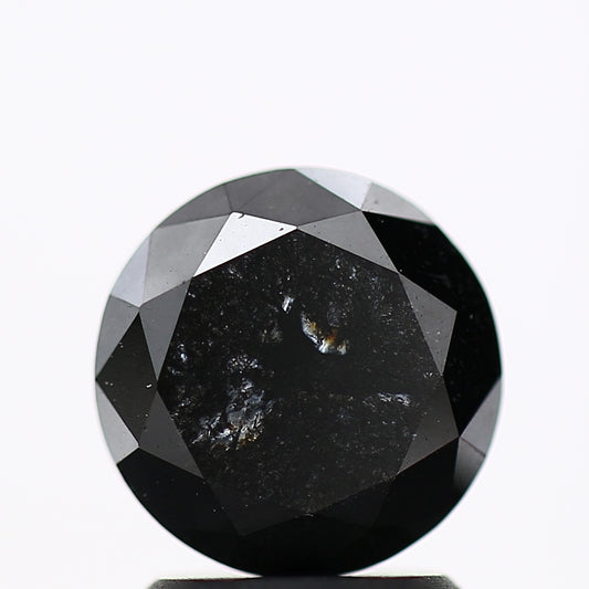 1.88 Carat Fancy Black Round Brilliant Cut Natural Loose Diamond