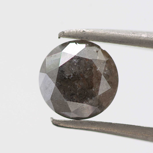 0.87 Carat Salt and Pepper Gray Round Brilliant Cut Natural Loose Diamond