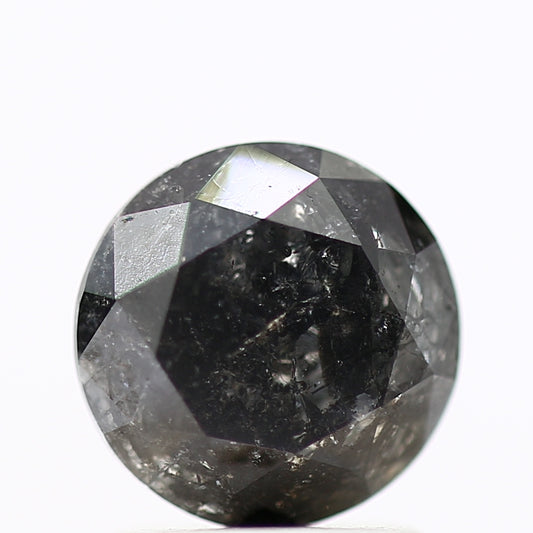 1.69 Carat Black Salt and Pepper Round Cut Natural Loose Diamond