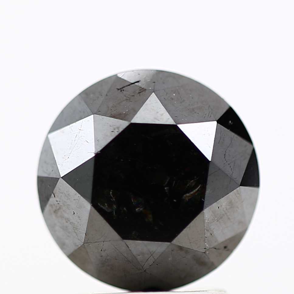 4.04 Carat Fancy Black Round Shape Brilliant Cut Natural Loose Diamond