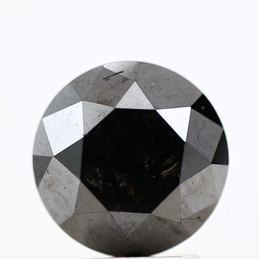 4.04 Carat Fancy Black Round Shape Brilliant Cut Natural Loose Diamond