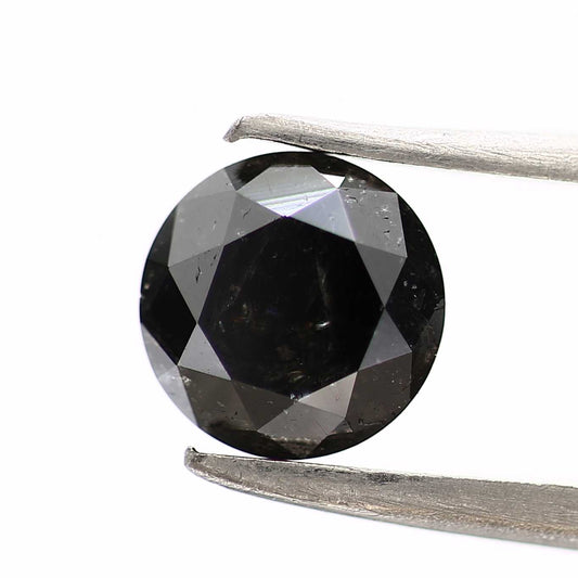 1.02 Carat Fancy Black Round Brilliant Cut Natural Loose Diamond