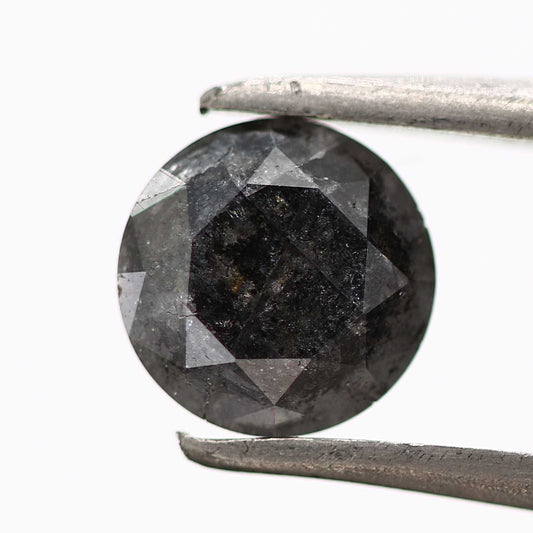 0.94 Carat Salt and Pepper Round Brilliant Cut Natural Loose Diamond