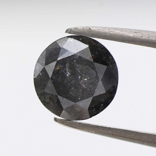 1.21 Carat Fancy Black Round Brilliant Cut Natural Loose Diamond