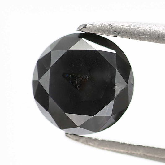 2.02 Carat Fancy Black Round Shape Brilliant Cut Natural Loose Diamond