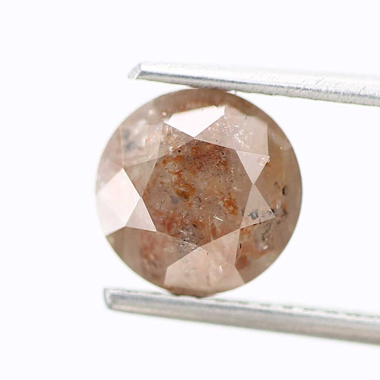1.89 Carat Fancy Peach Gray Round Brilliant Cut Natural Loose Diamond