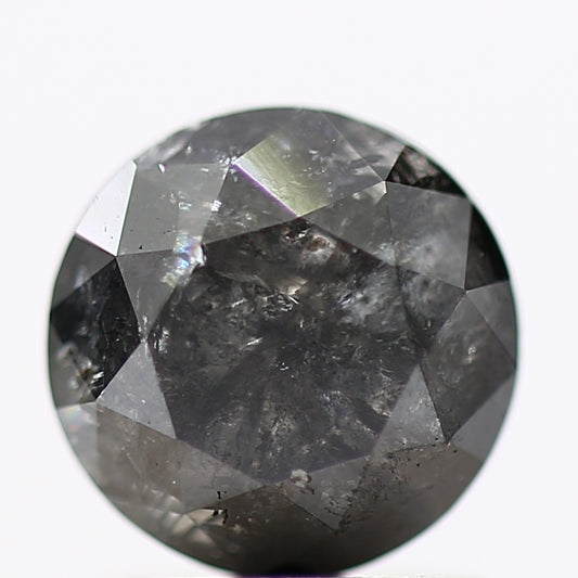 1.61 Carat Fancy Black Round Shape Brilliant Cut Natural Loose Diamond