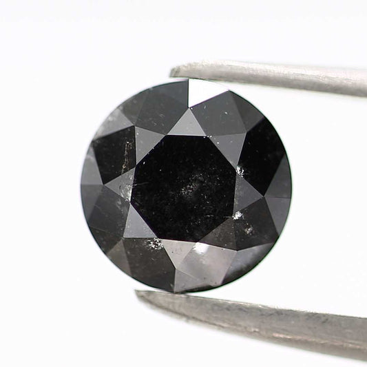 0.96 Carat Fancy Black Round Shape Brilliant Cut Natural Loose Diamond