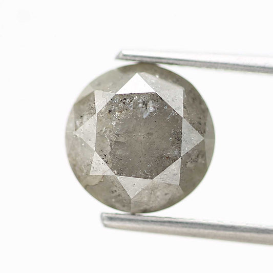 3.08 Carat Salt and Pepper Diamond Gray Round Brilliant Cut Natural Loose Diamond