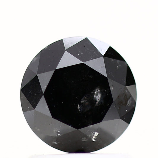 1.22 Carat Fancy Black Round Brilliant Cut Natural Loose Diamond