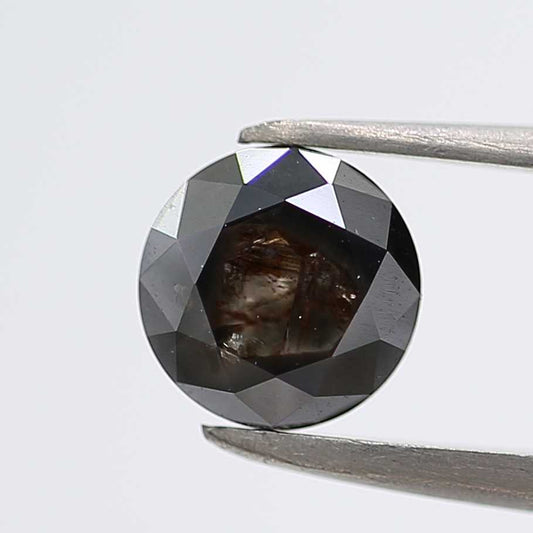 1.24 Carat Fancy Black Round Brilliant Cut Natural Loose Diamond