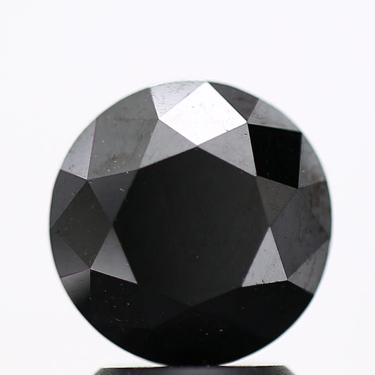 2.54 Carat Fancy Black Round Shape Brilliant Cut Natural Loose Diamond