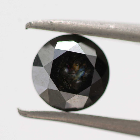 0.80 Carat Fancy Black Round Shape Brilliant Cut Natural Loose Diamond