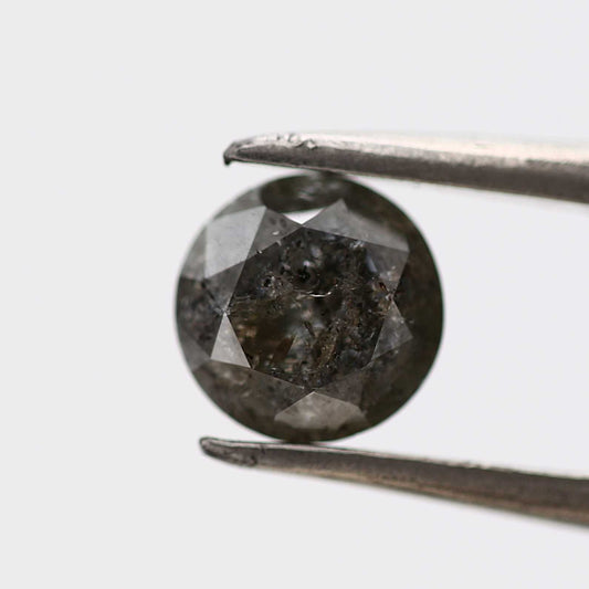 0.89 Carat Salt and Pepper Diamond Round Brilliant Cut Natural Loose Diamond