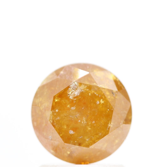 1.36 Carat Fancy Orange Rustic Round Shape Orange Brilliant Cut Natural Loose Diamond