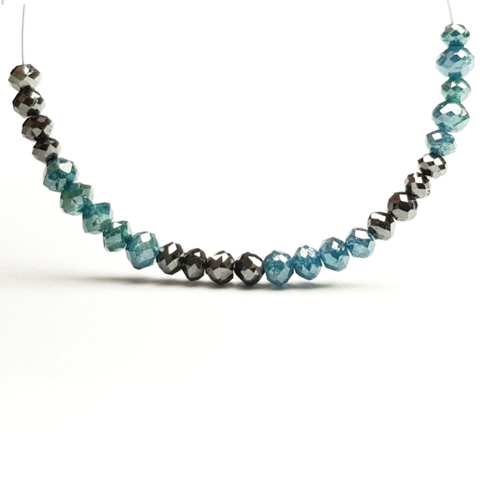 Fancy Blue Black Color Round Polished Loose Diamond Beads