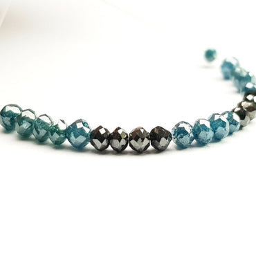 Fancy Blue Black Color Round Polished Loose Diamond Beads