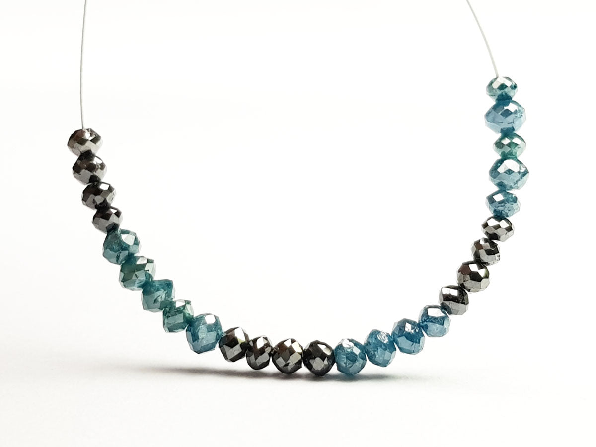 Natural Blue Black Polished Loose Diamond Beads
