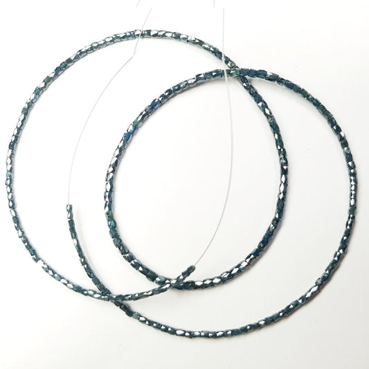 Fancy Blue Color Tube Polished Loose Diamond Beads 16" Strand Necklace