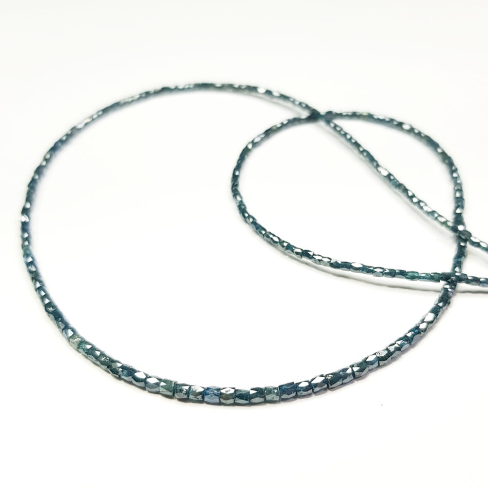 Natural Blue Polished Tube Loose Diamond Beads 16" Strand Necklace