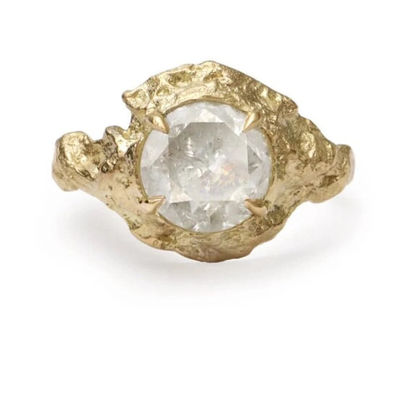 Vintage Salt and Pepper Diamond Ring ! Natural Round Cut Diamond Engagement Ring 14k Gold Anniversary Ring Christmas Gift For Her