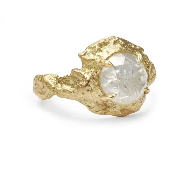 Vintage Salt and Pepper Diamond Ring ! Natural Round Cut Diamond Engagement Ring 14k Gold Anniversary Ring Christmas Gift For Her