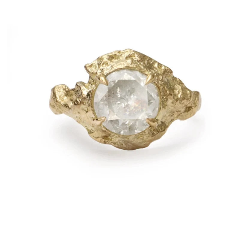 Vintage Salt and Pepper Diamond Ring ! Natural Round Cut Diamond Engagement Ring 14k Gold Anniversary Ring Christmas Gift For Her