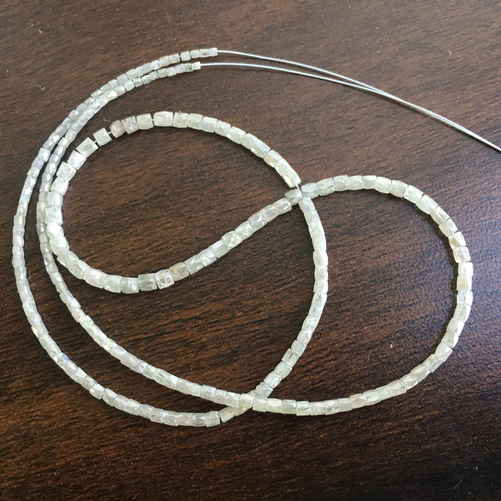 Fancy Gray Color Tube Polished Loose Diamond Beads 16" Strand Necklace