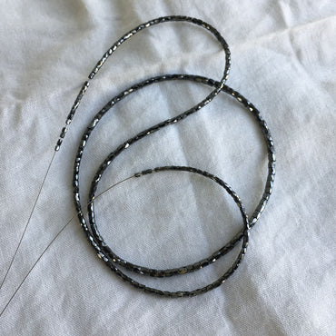 Natural Black Polished Tube Loose Diamond Beads 16" Strand Necklace