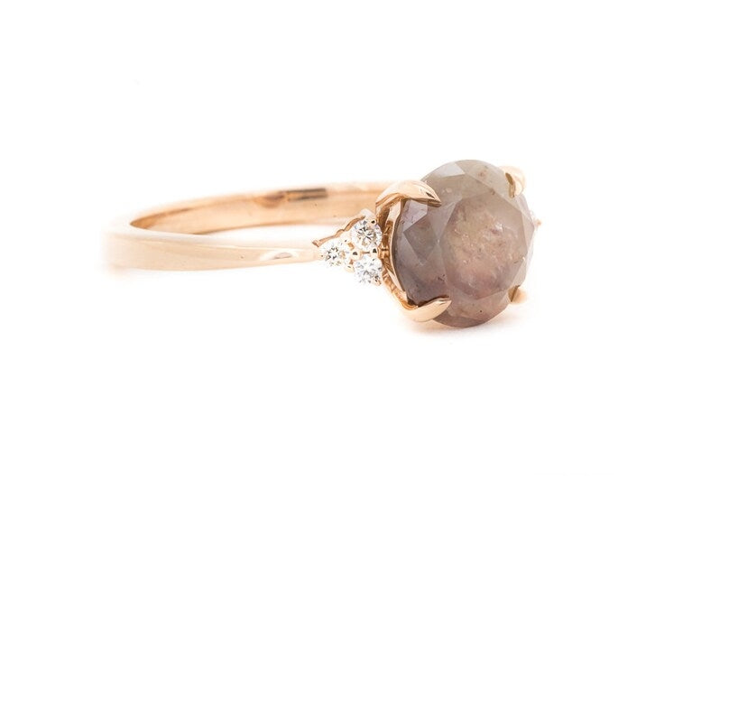 2.20 Ct Salt and pepper Diamond engagement ring vintage ring solitaire ring unique rose gold diamond art deco Wedding anniversary ring