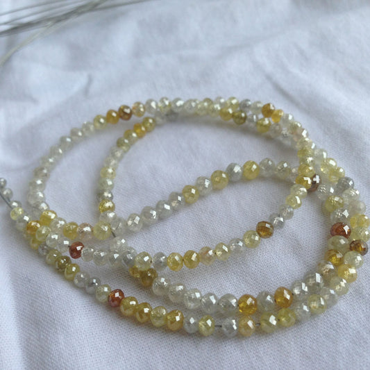 Natural Multi Color Round Ball's Cut Polished Loose Diamond Beads 16" Strand Necklace