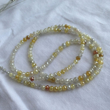 Natural Multi Color Round Ball's Cut Polished Loose Diamond Beads 16" Strand Necklace