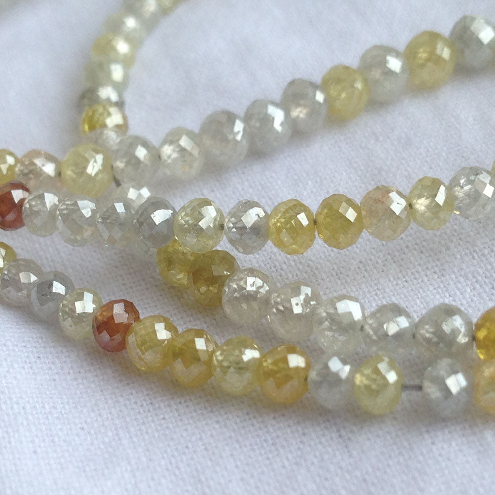 Natural Multi Color Round Ball's Cut Polished Loose Diamond Beads 16" Strand Necklace