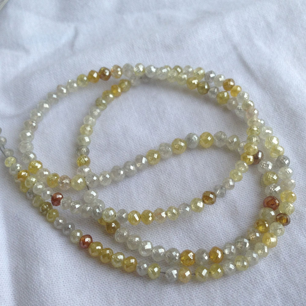 Natural Multi Color Round Ball's Cut Polished Loose Diamond Beads 16" Strand Necklace