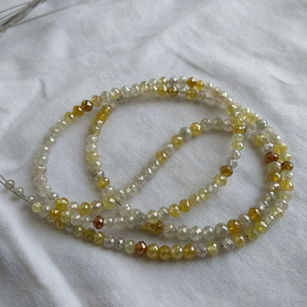 Natural Multi Color Round Ball's Cut Polished Loose Diamond Beads 16" Strand Necklace