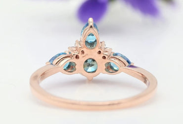 Anniversary Ring ! Natural Blue Color Diamond Ring ! Natural Round Diamond Engagement Ring ! Anniversary Gift ! Gift For Her