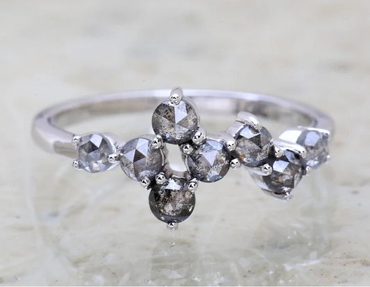 Salt and Pepper Diamond Ring ! Diamond Ring ! Solid Gold Ring ! Proposed Ring ! Engagement Ring ! Salt and pepper Ring ! Gift For Her