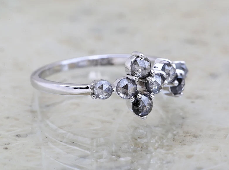 Salt and Pepper Diamond Ring ! Diamond Ring ! Solid Gold Ring ! Proposed Ring ! Engagement Ring ! Salt and pepper Ring ! Gift For Her