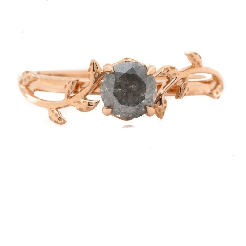 Salt and Pepper Diamond Ring ! Natural Round Cut Diamond ! Natural Gray Diamond For Anniversary Ring ! Alexandrite Ring ! Gift For Her