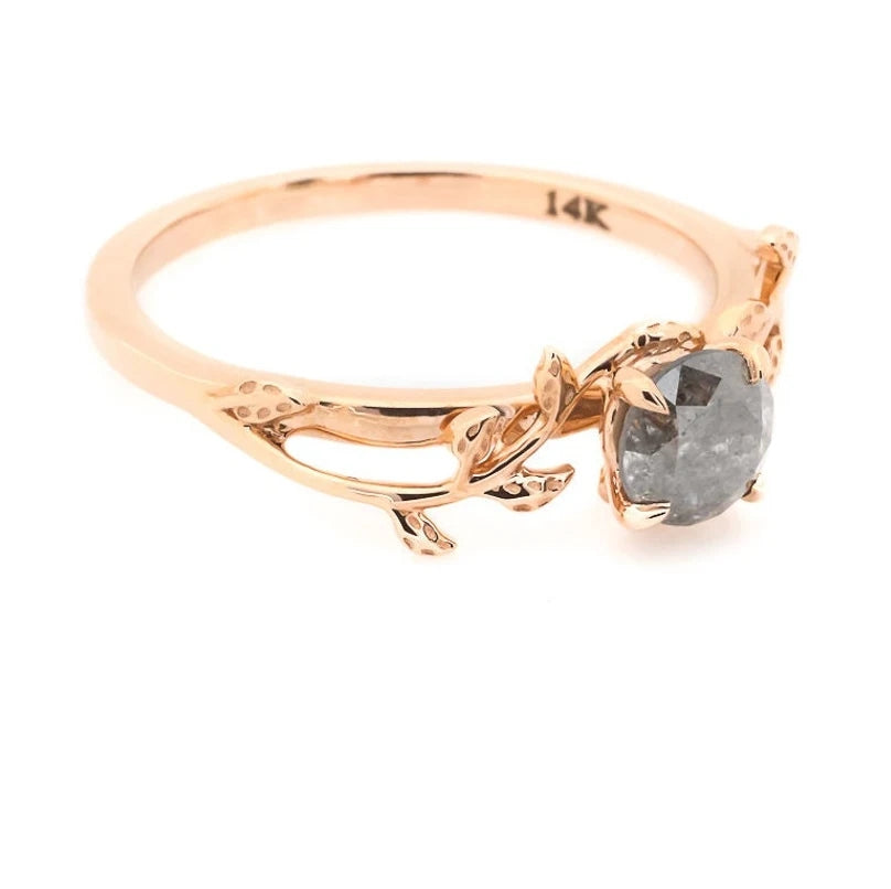 Salt and Pepper Diamond Ring ! Natural Round Cut Diamond ! Natural Gray Diamond For Anniversary Ring ! Alexandrite Ring ! Gift For Her