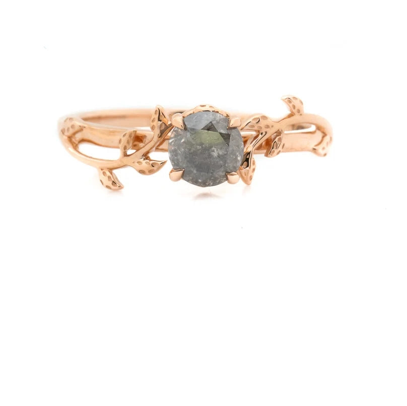 Salt and Pepper Diamond Ring ! Natural Round Cut Diamond ! Natural Gray Diamond For Anniversary Ring ! Alexandrite Ring ! Gift For Her