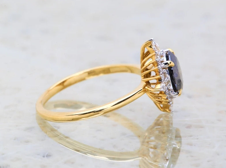 Salt and Pepper Diamond Engagement Ring ! Natural Gray Diamond Anniversary Ring ! Natural Round Diamond Ring ! Gift For Her