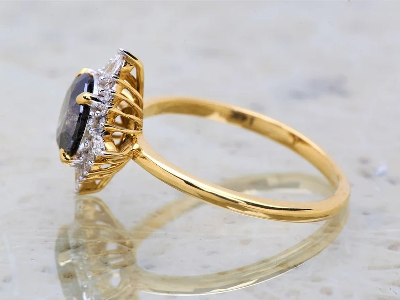 Salt and Pepper Diamond Engagement Ring ! Natural Gray Diamond Anniversary Ring ! Natural Round Diamond Ring ! Gift For Her