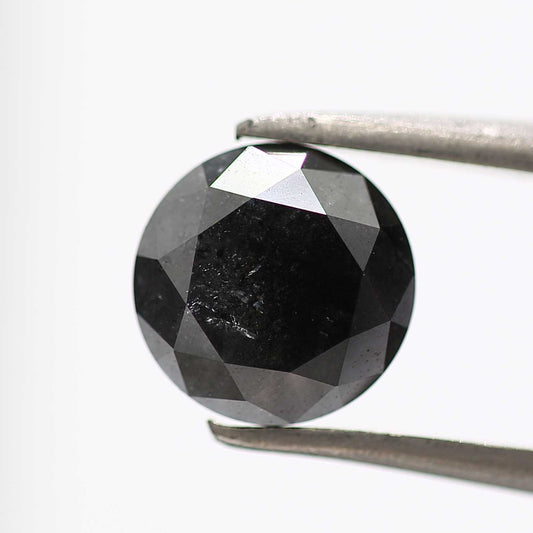 1.52 Carat Fancy Black Round Brilliant Cut Natural Loose Diamond For Ring