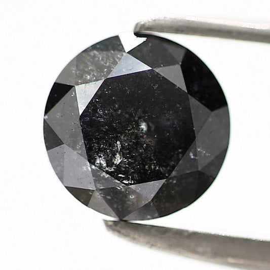 0.77 Carat Salt and Pepper Diamond Black Round Brilliant Cut Natural Loose Diamond