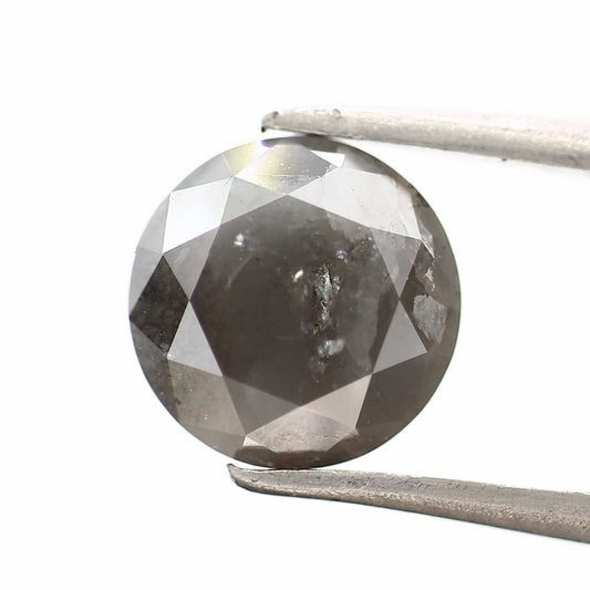 2.57 Carat Salt and Pepper Round Brilliant Cut Natural Loose Diamond