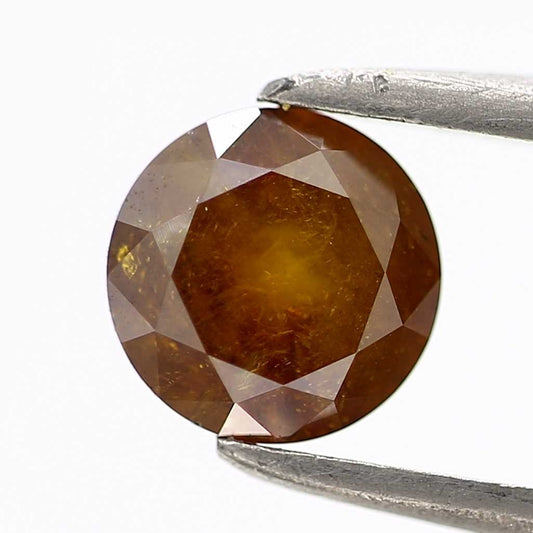 0.73 Carat Fancy Orange Round Brilliant Cut Natural Loose Diamond