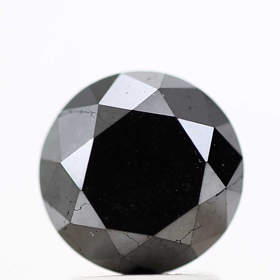 2.57 Carat Fancy Black Round Shape Brilliant Cut Natural Loose Diamond