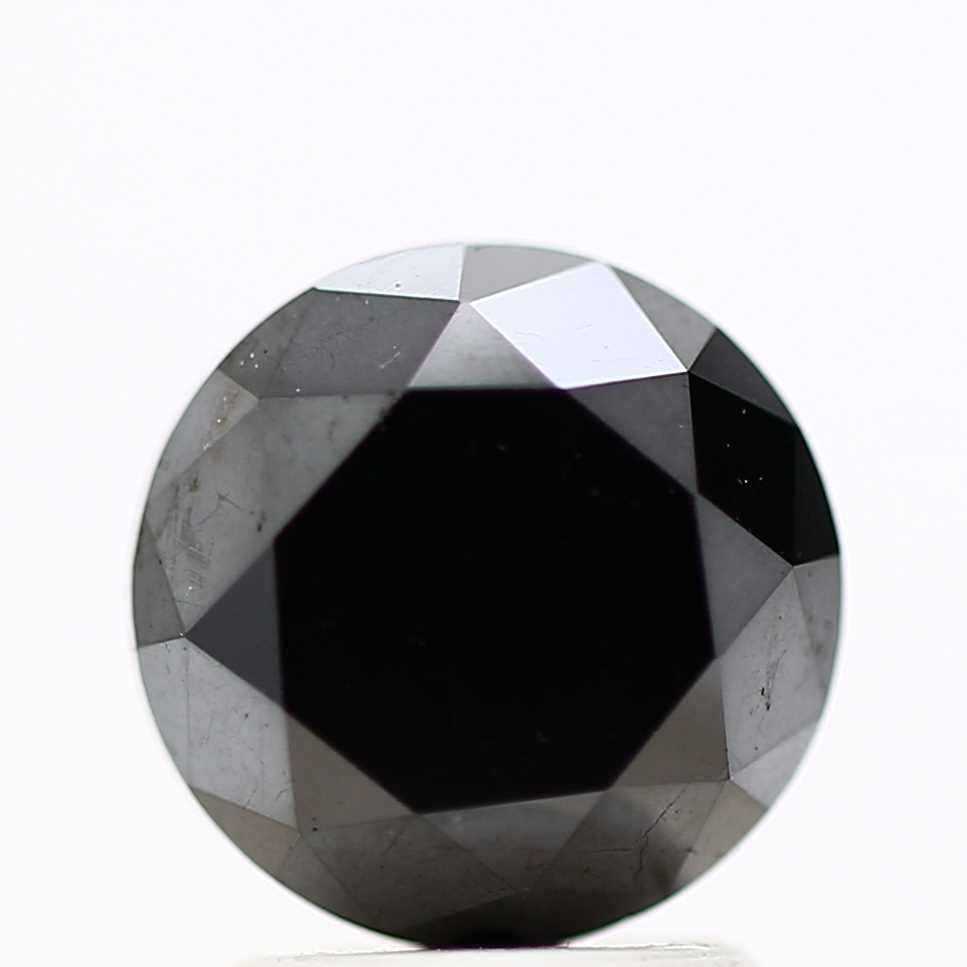 2.58 Carat Fancy Black Round Shape Brilliant Cut Natural Loose Diamond